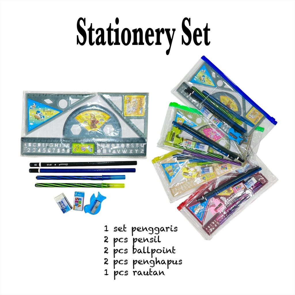 

Paket Alat Tulis Sekolah 9 in 1 / Stationery Set Murah (Set)