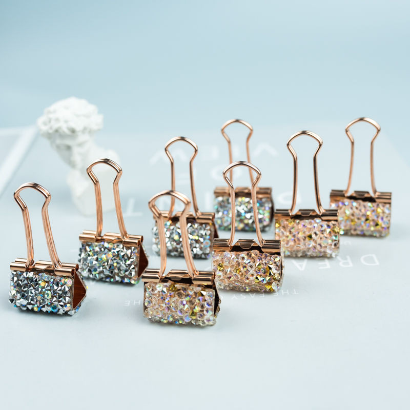 

6pcs/lot diamond Metal Binder Clips 25mm Notes Letter Paper Clip Office Supplies Binding Securing Clips
