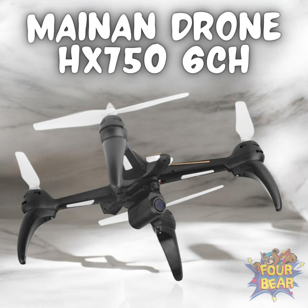 Drone Remote Control Drone HX750 6Channel 2.4GHz Drone Terbang Flip Kamera Baterai Cas Mode Headless