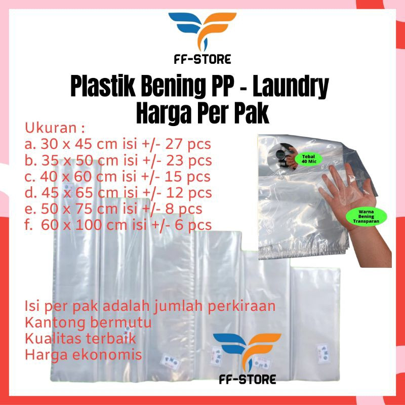 

[PerPak] Kantong Plastik PP bening/ Plastik Laundry/ Plastik Bening Besar/ Plastik Pembungkus Barang Ukuran 30x45 35x50 40x60 45x65 50x70 60x100