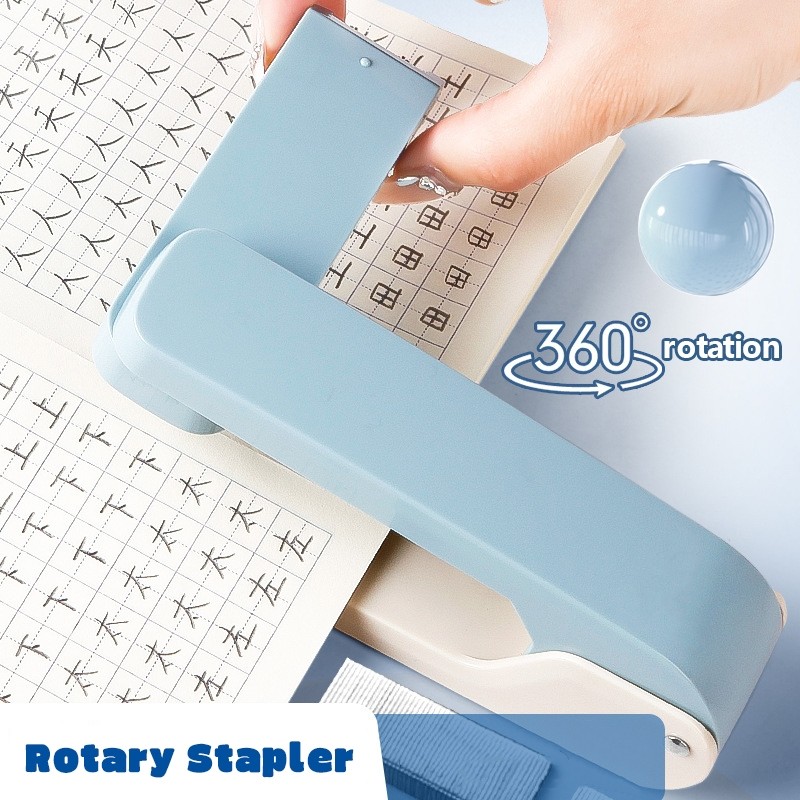 

1PC Hand Held Stapler 360 Degree Rotary School Student Office Binding Machine Durable Heavy Duty Staplers Bookbinding Supplies