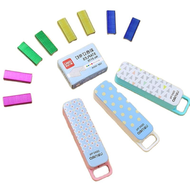 

Deli Portable Manual Mini Stapler Set 10# Colored Staples Office School Supplies Student Stationery Gift Business Binding Tool