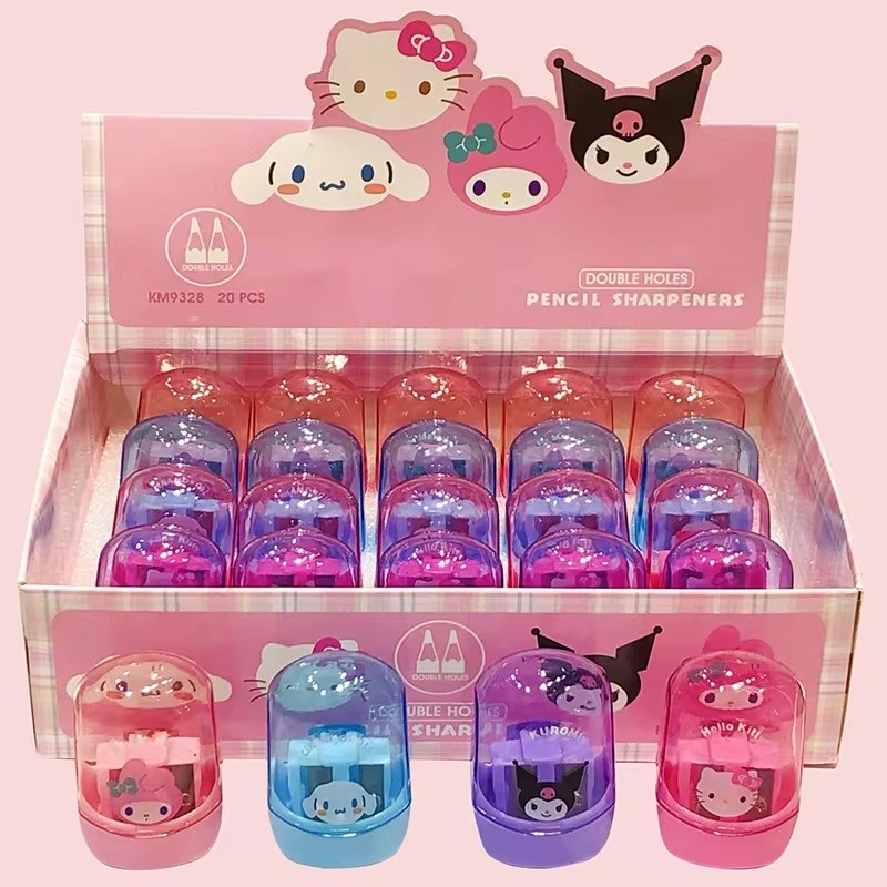 

20pcs Sanrio Hello Kitty Pencil Sharpeners Kuromi Cinnamoroll Students Double Hole Pencil Sharpener Stationery School Supplies