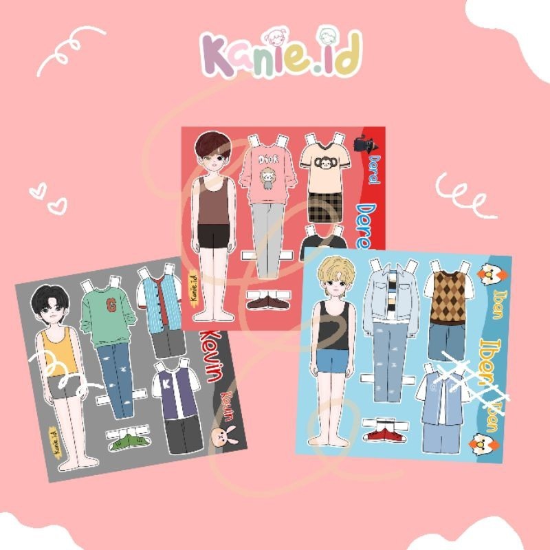 MAINAN BONGKAR PASANG KERTAS VERSI COWOK KEKINIAN /PAPERDOLL / BAJU BAJUAN