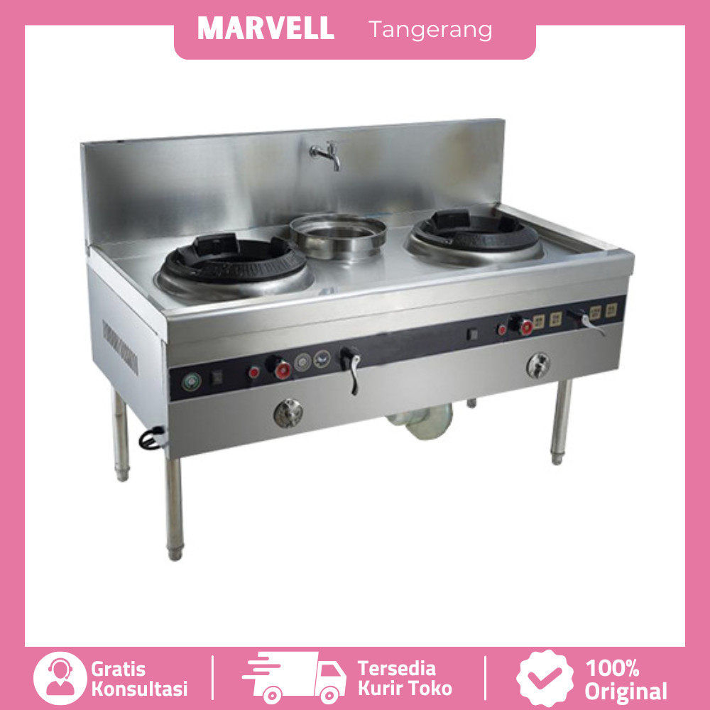 Kwali Range 2 Tungku 1 Soup Kompor 2 Burner 1 Tungku With Blower