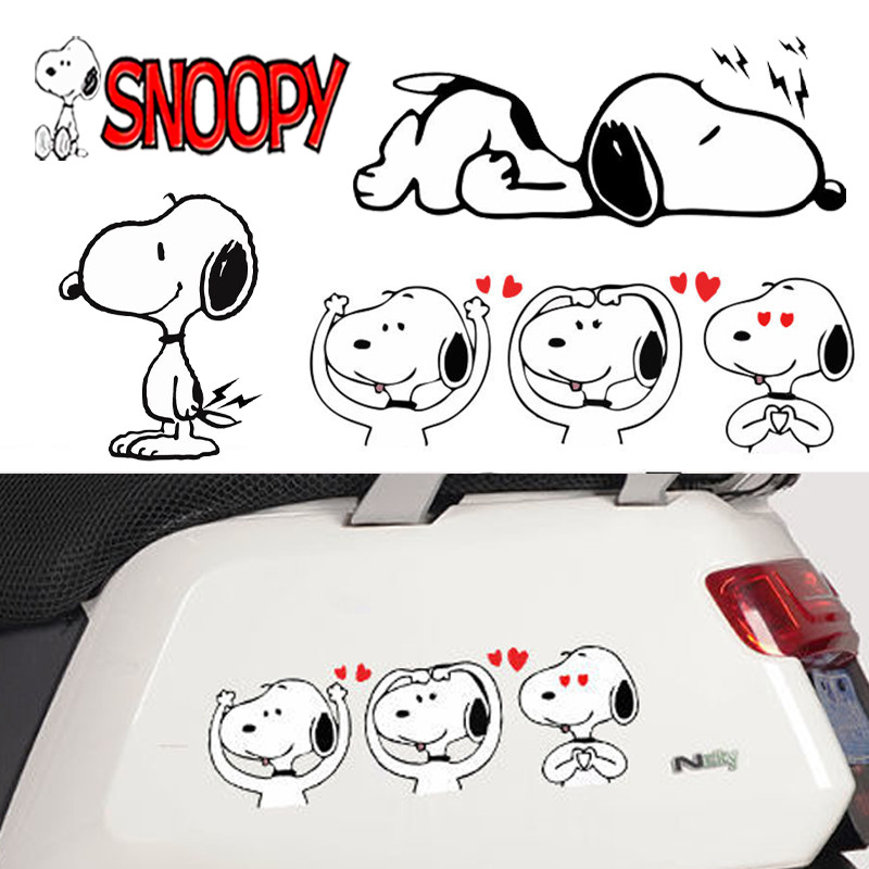 

Kawaii Snoopy Car Stickers Cartoon Cute Electric Car Motorcycle Decoration Sticker Scratch Cover Sticker Car Exterior Accessory