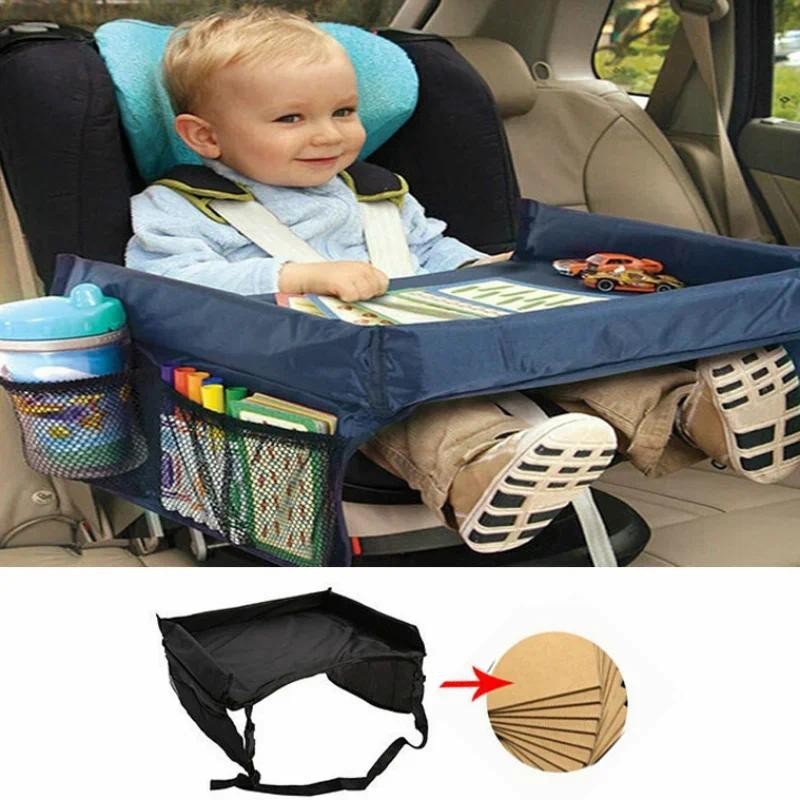 Dining Car Table for Kids Baby Kids Car Tray Plates Portable Waterproof Car Seat Child Cartoon Toy H