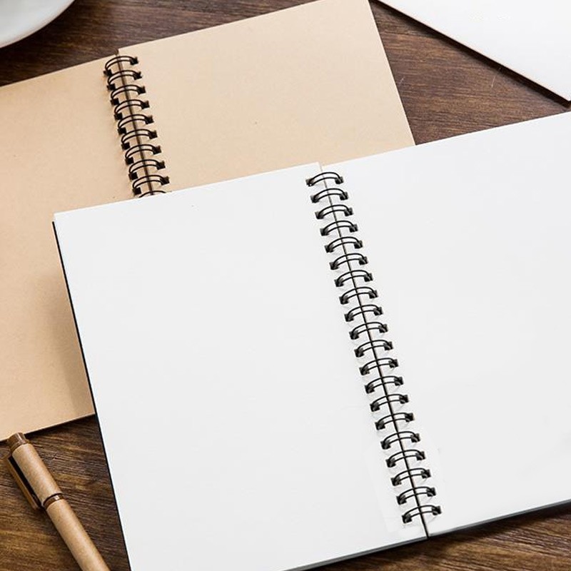 

STONEGO Soft Cover Spiral Notebook Natural Environmentally Blank Sketch Book Pad Notepad Unlined Kraft Paper Cover