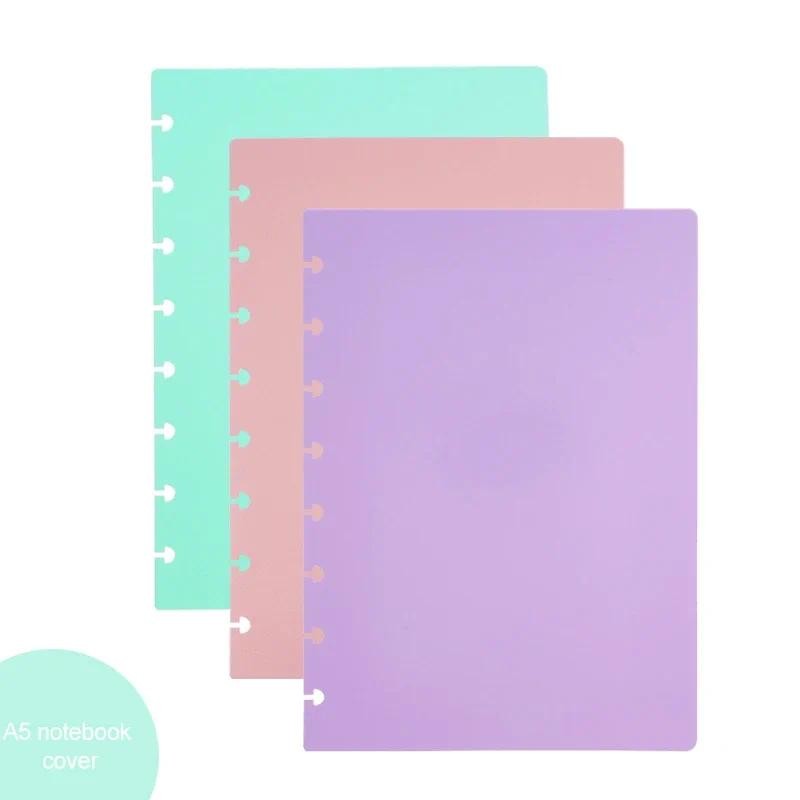 

Fromthenon A4 A5 Mushroom Hole Notebook Cover T Type Holes Planner Protective Shell Plastic Color Cover Office Supplies