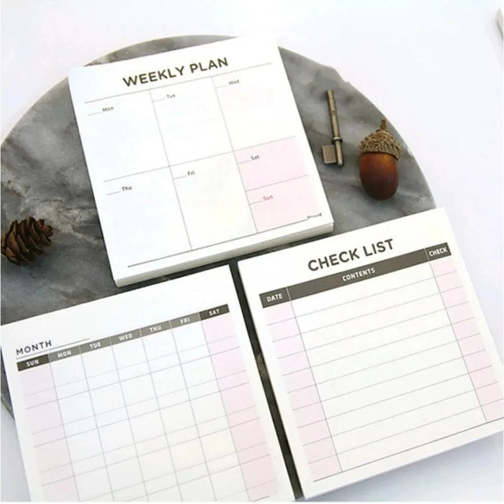 

Cute Square Small Month Weekly Planner Check List Notebook for To Do List Paper Notpad School Office Supplies Stationery