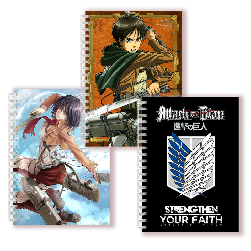 

A5 Spiral Notebook Anime - Attack On Titan - Manga Rock Binder Ring Note Book Figures Levi Ackerman Eren Jaeger Cosplay # H101