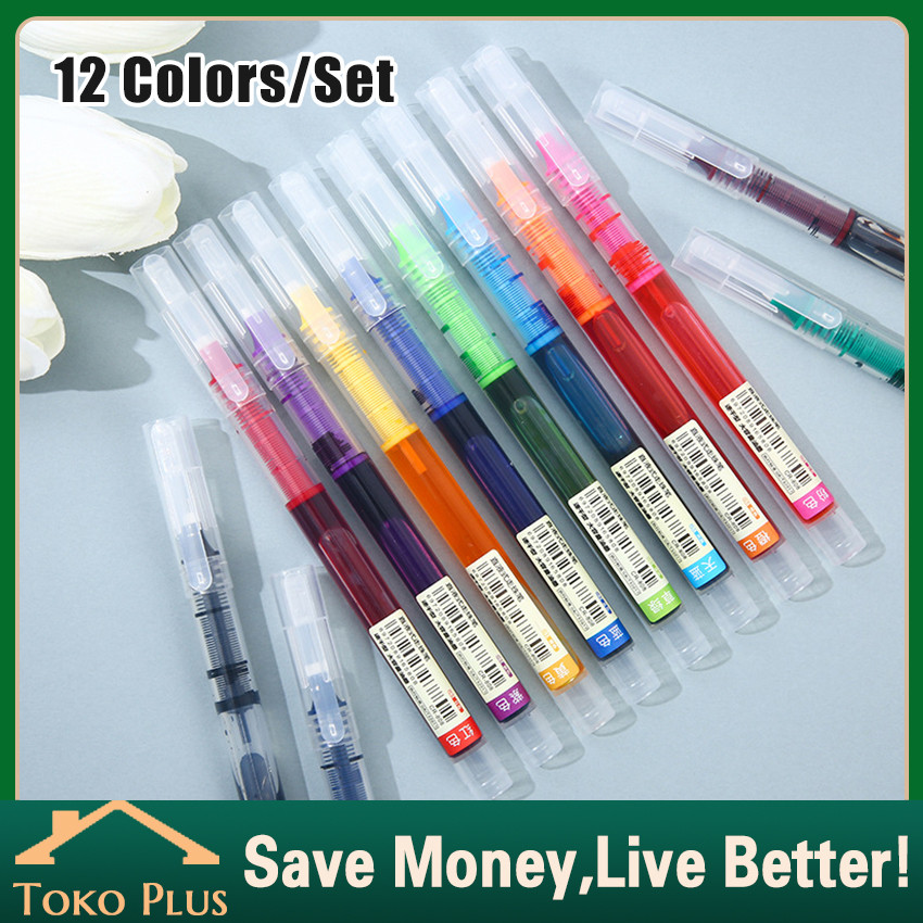 

Colors Gel Pen Set 12 warna/set Aesthetic 0.5mm / Pulpen Warna / Pulpen Gel Set Pena Gel Pen Warna Warni 12 warna