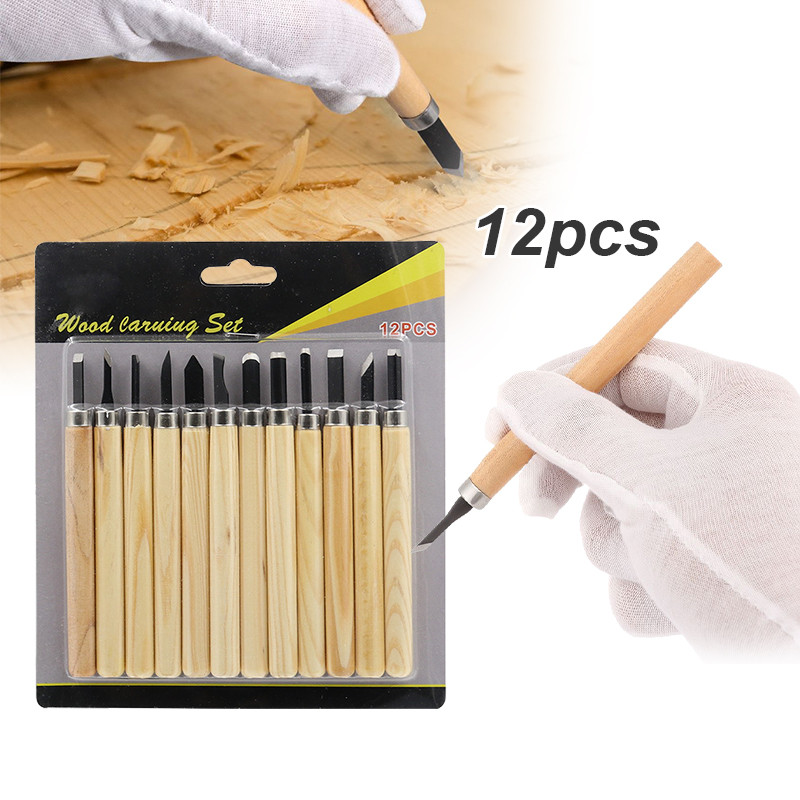 

12pcs/set Pisau Ukir Kayu Wood Carving Tools Set / Alat Pahat Kayu / Wood Carving Knife Karet