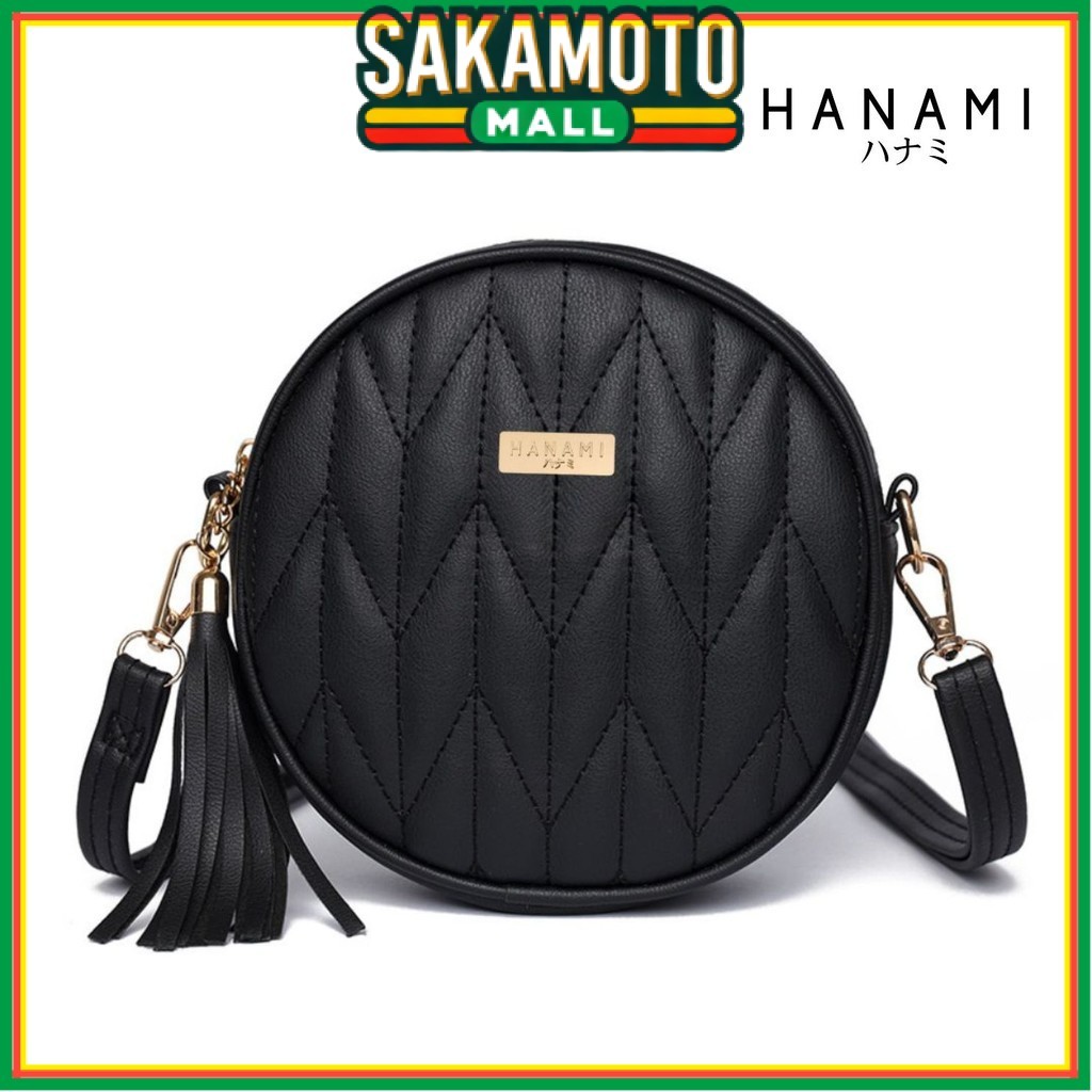 HANAMI Tas Selempang Wanita Youra TA1053B5 Hitam Kulit Cantik Branded Mewah Simple Premium Kekinian