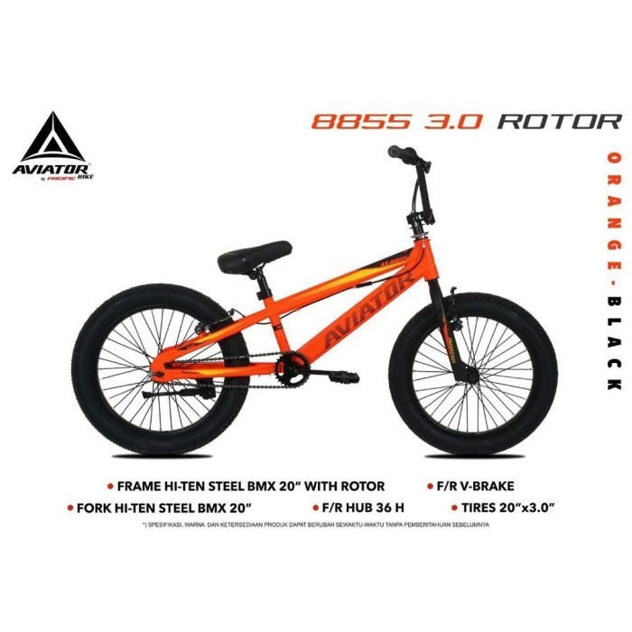 Sepeda Sepedah Bmx 20 Inch Aviator Rotor 8855 - ORANGE BLACK