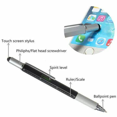 

Pena Multifungsi 7 in 1 Stylus + Penggaris + Level + Obeng Mekanik