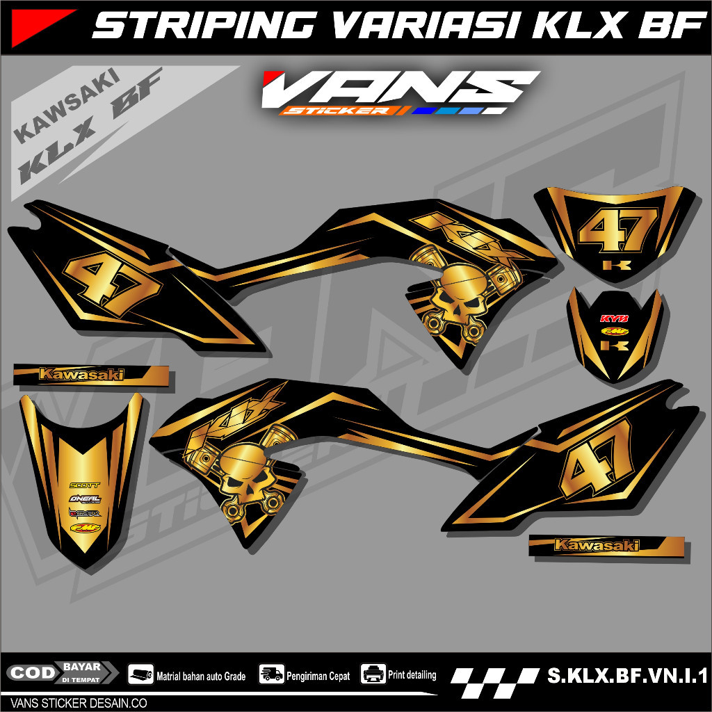 striping stiker motor kawasaki klx 150 bf,se,g , Sticker lis variasi motor klx bf