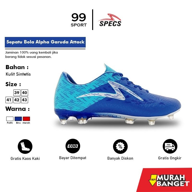Sepatu specs keren- Sepatu Bola Specs  Garuda Alpha Pro FG Komponen Ori Free Kaos Kaki