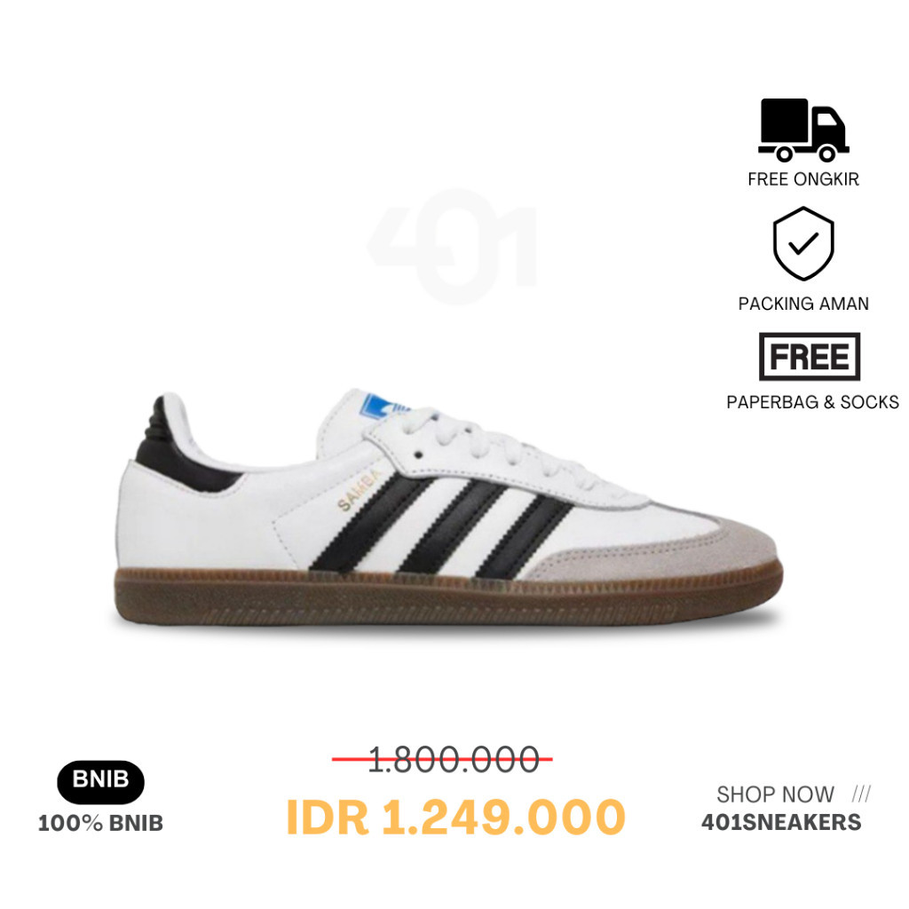 SECOND ORIGINAL Sepatu Sneakers Adidas Samba OG White Black Authentic 100% BNIB