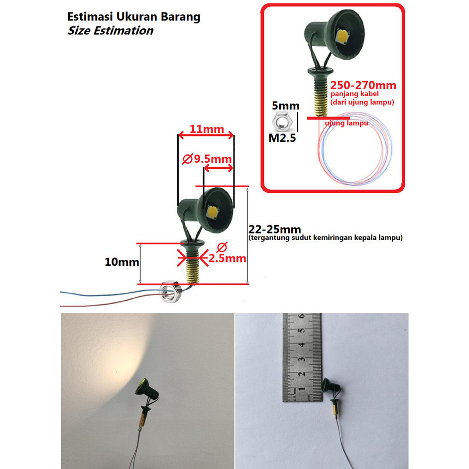 Lampu Pos Sorot Display Miniatur Maket 3-12V Model LED Taman Jalan Kereta