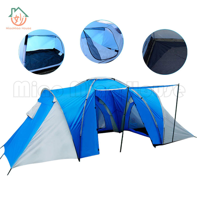 Tenda camping 6-8 orang Tenda kemah besar untuk dalam tiga kamar Tenda Pesta Berkemah Keluarga