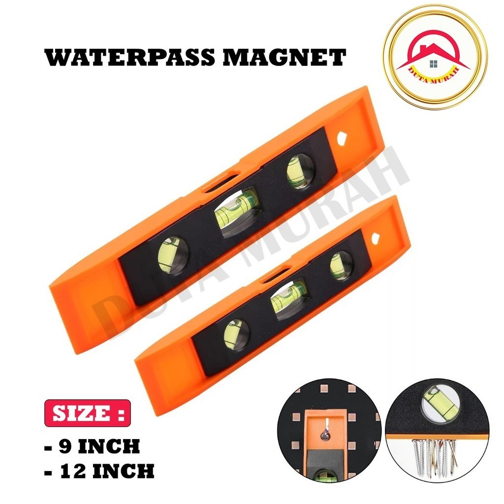 Waterpass Magnet Mini Waterpas Magnet 9” dan 12'' WATERPASS WITH MAGNET Waterpass Magnet Aluminium
