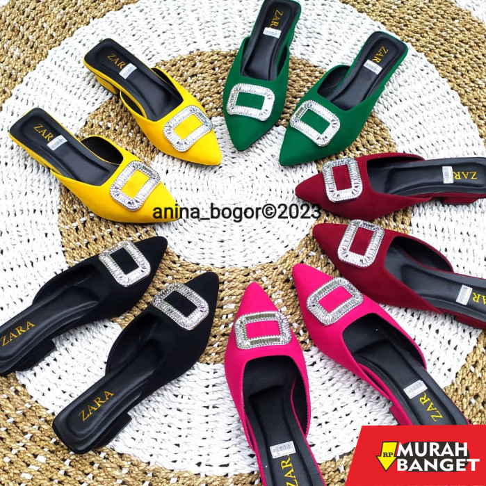 Sepatu pesta cewek- Sepatu selop heel wanita ZR-093/Sepatu heel selop wanita terbaru dan kekinian ba