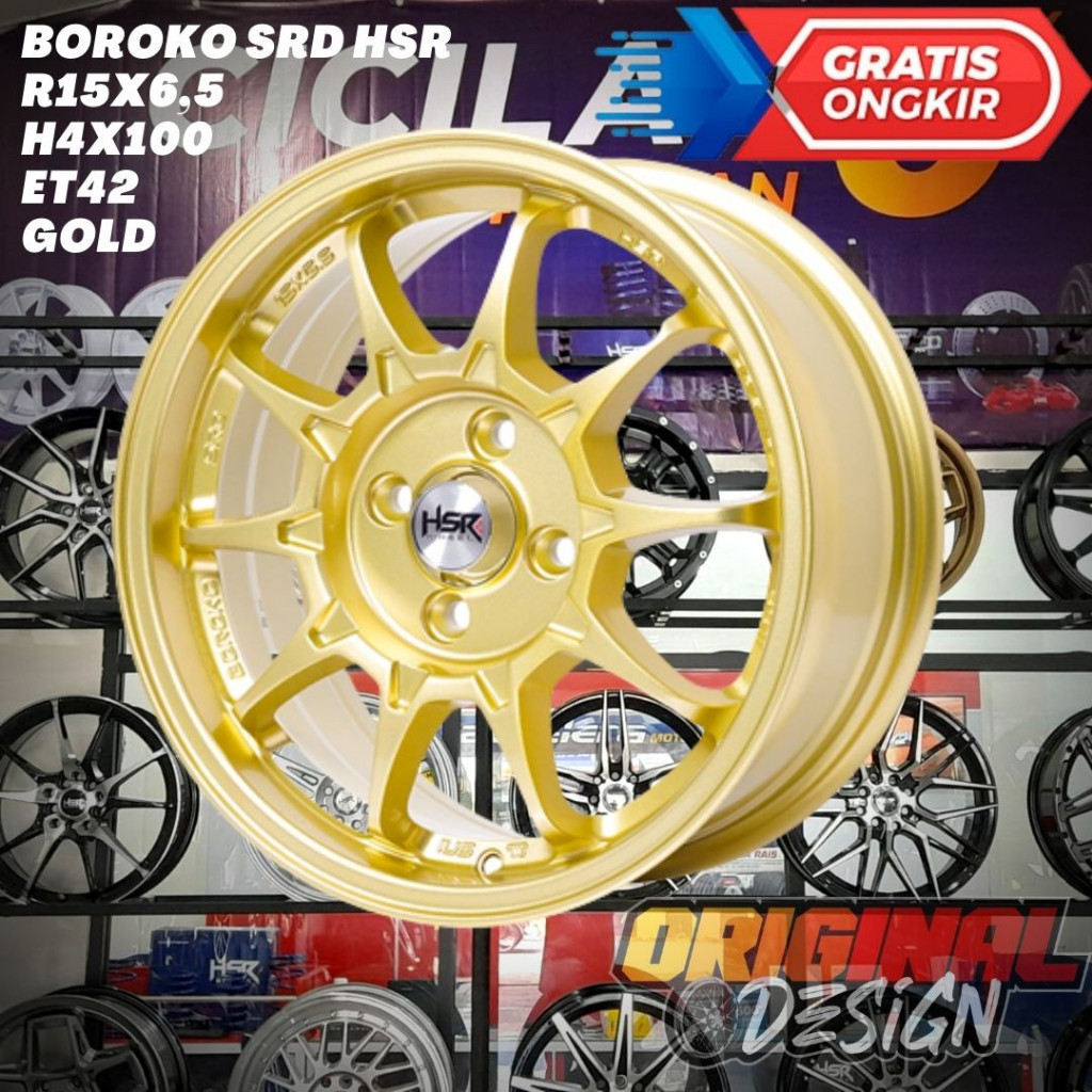 Velg Mobil Ring 15 R15 HSR BOROKO SRD GOLD Agya , Ayla , Brio , Freed