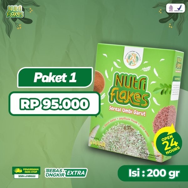 

Diskon!! NUTRIFLAKES - ORIGINAL SEREAL UMBI GARUT SOLUSI ATASI ASAM LAMBUNG MAAG KRONIS GERD WASIR DIABETES