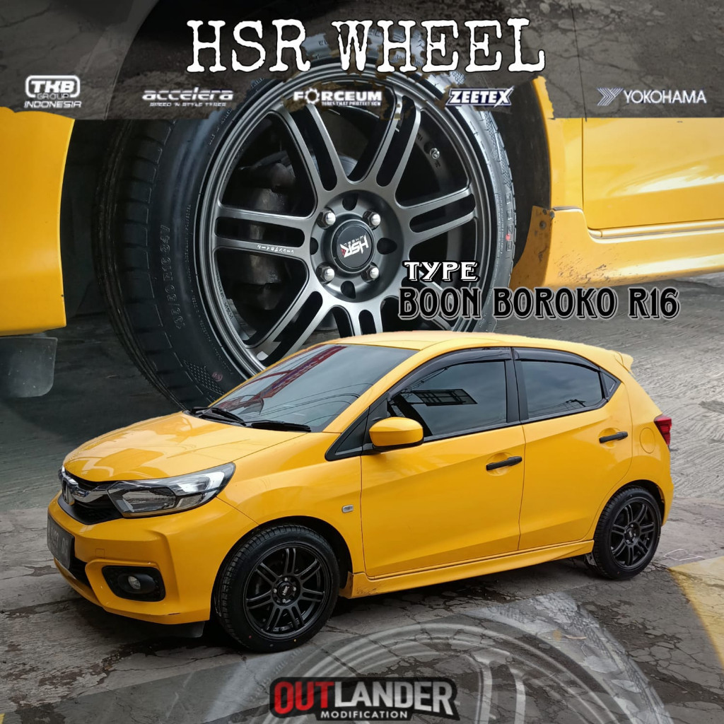 Paket Velg + Ban Mobil Brio Ring 16 HSR BOON + Ban 195 50 R16 Accelera PHI-R