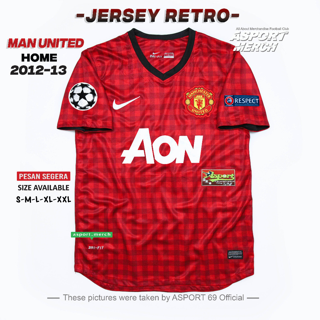 JERSEY BOLA MU MAN UNITED RETRO HOME 2012 2013 SOCCER JERSEY RETRO MU HOME 12 13 IMPORT