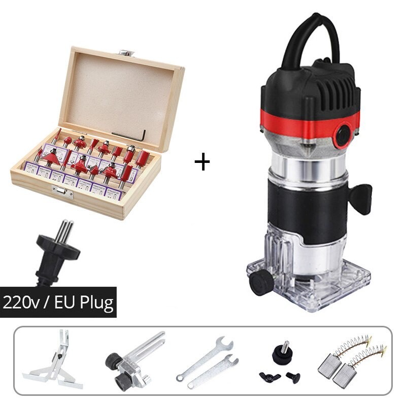 FR50MV Mesin Profil Router Trimmer Kayu Kayu ukir 6.35mm 800w 30000rpm  uchiha trimer bits set Mata 