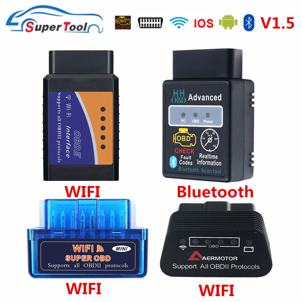 OBD2 Auto Scanner ELM327 Bluetooth/WIFI V1.5 OBDII ELM 327 BT/WI-FI 1.5 HHOBD HH OBD ELM327 Bluetoot