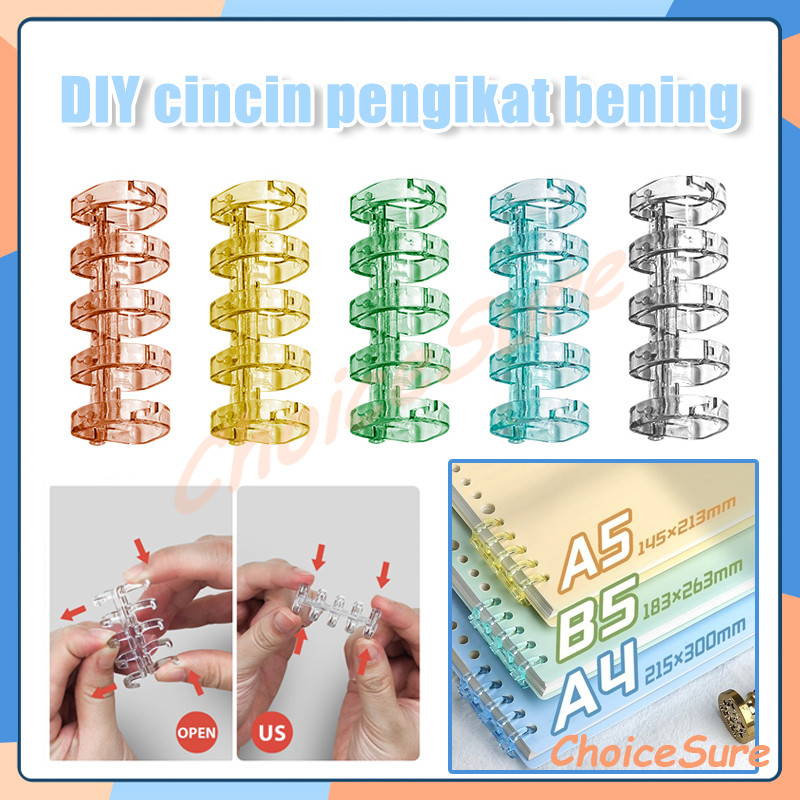 

DIY cincin pengikat bening / DIY Binding Ring Binder ( 5 Rings ) / 5 Holes Loose-Leaf Plastic Ring Binder