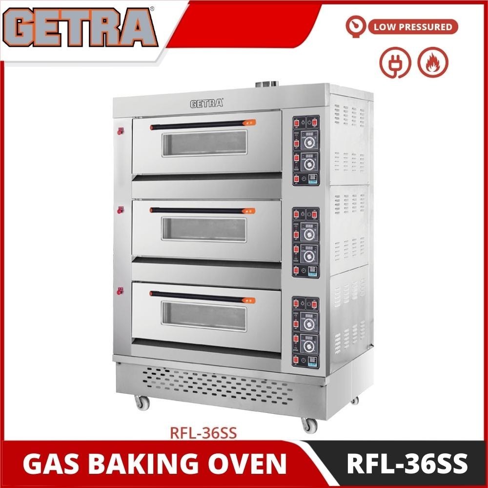 Oven Gas Roti 3 Deck 6 Tray Getra Rfl 36ss Rfl-36ss Oven Roti Gas 3 Deck 6 Tray Garansi Resmi