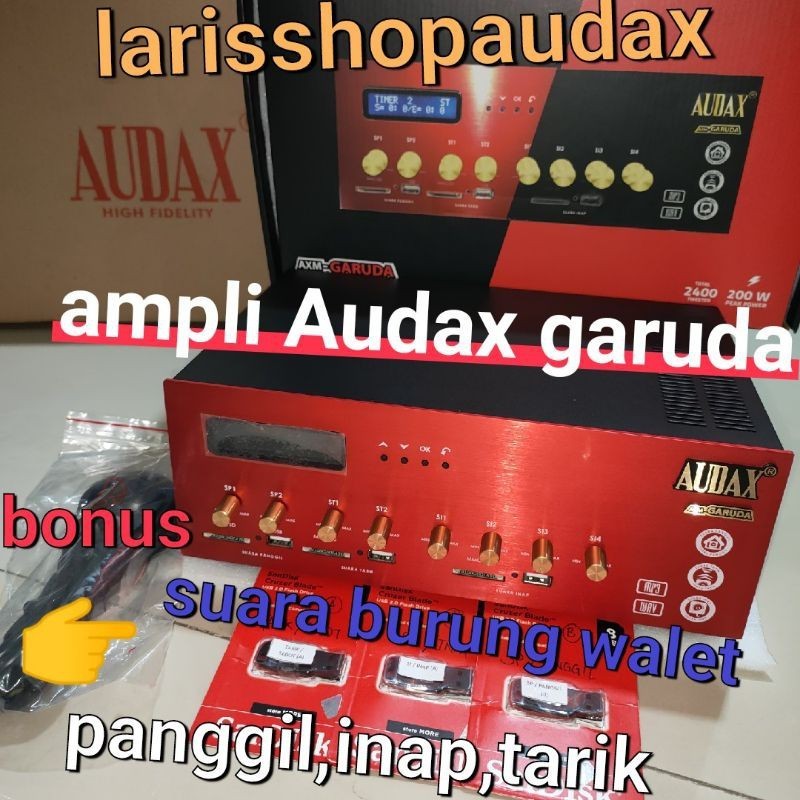 AMPLI AXM GARUDA VERSI TERBARU AMPLIFIER AUDAX  WALET 3 PLAYER 8 CHANNEL ORIGINAL+3 USB SUARA BURUNG