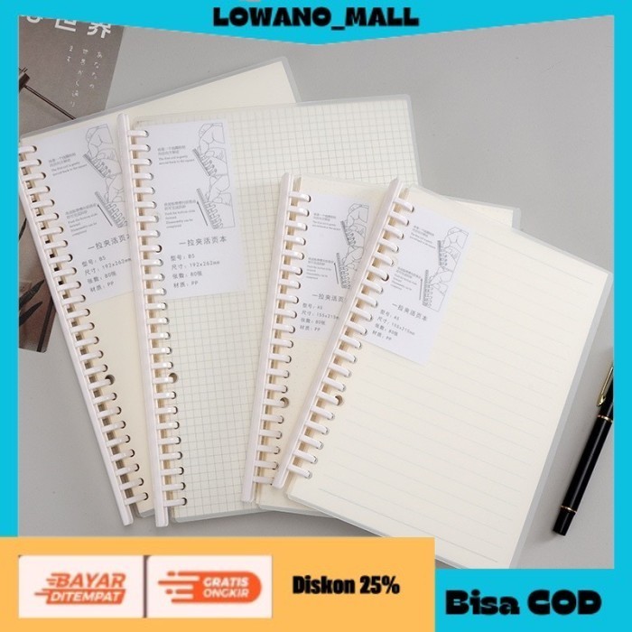 

[[LOWANOMALL6]] TERLARIS Aesthetic Binder A5 B5 Hard Cover Plastik Transparan Muji Style REFILLB5BLANK COD