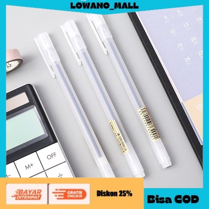 

[[LOWANOMALL6]] TERLARIS Pena Pen Hitam Gel 0.5mm Muji Style Aesthetic ISI PEN HITAM COD