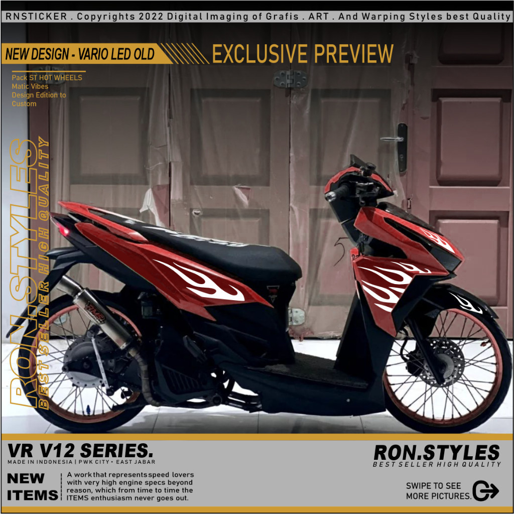 V12 CUTTING STICKER STRIPING VARIO 125-150 LED NEW DESIGN API HOT WHEELS STRIPING VARIO API STICKER 