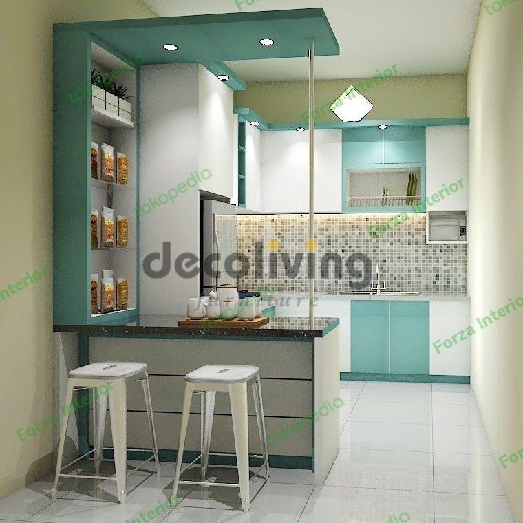 Meja Bar Kitchen Mini Bar Kitchen Minimalis Modern Full Set ukuran tinggi 220 lebar 40 panjang 120 t