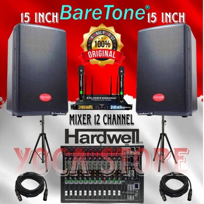 Sound Karaoke Baretone 15 Inch MAX15RC MIxer 12 Channel 2 Mic Wireless