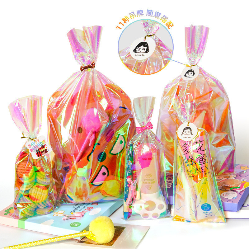 

(Delin ) [ ISI 50PCS ] Plastik Ultah Ulang Tahun Rainbow Plastik Opp Kado Gift Warp Goodie Bag