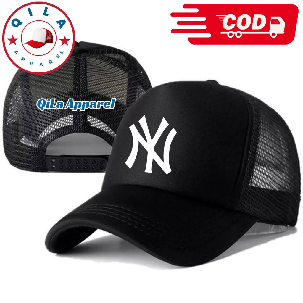 QiLa Apparel Topi Trucker NY - Topi Distro NY Logo - Topi NY Premium - Topi Pria Dewasa - Topi Pria 