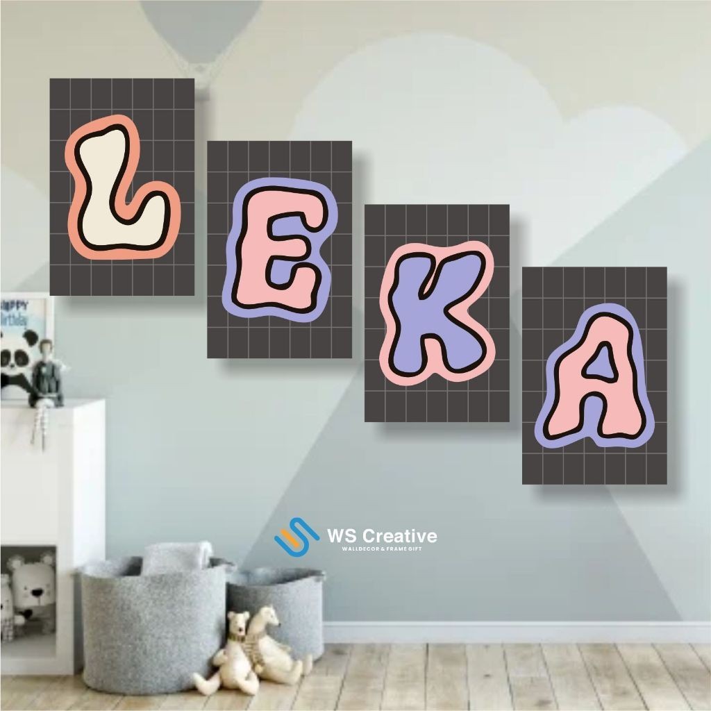 HIASAN DINDING KUSTOM NAMA ALFABET HURUF FONT INISIAL WALL DECOR PAJANGAN KAYU