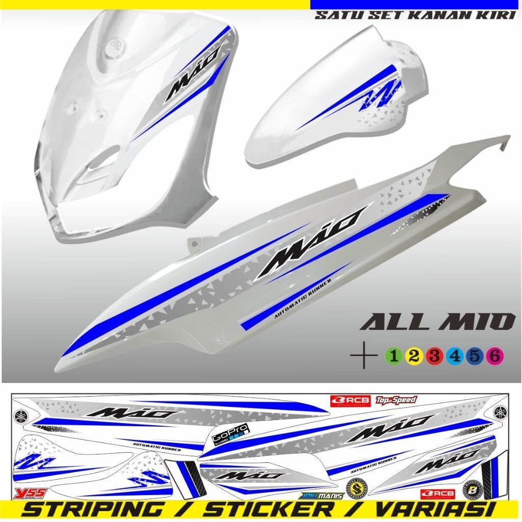 COD / STIKER LIS MIO OLD / STRIPING VARIASI MOTOR MIO SPORTY  PUTIH VARIASI/ MIO SMILE STIKER SETRIP