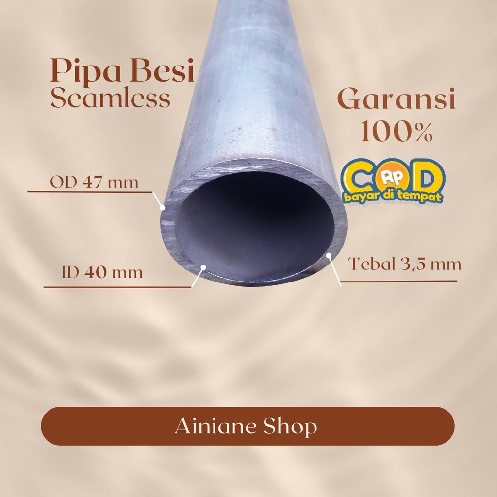 Pipa Besi Seamless Od 47 mm / Id 40 mm Tebal 3,5 mm Panjang 20 cm