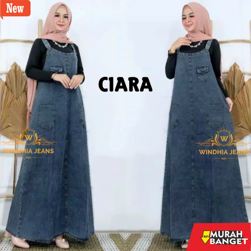 Jumpsuit Wanita Kekinian Ciara Overal Overall Rok Jeans Jean Jins Denim Wanita Jumbo Big Size Ld 130
