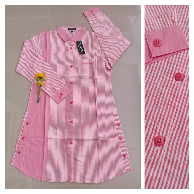 Terlaris ✨ -Grosir Tunik Hara Motif Salur