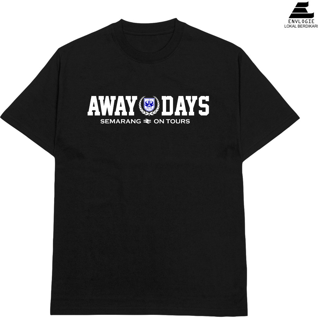 FestKaos envlogie t-shirt kaos suporter bola psis semarang away days on tours hitam lengan pendek