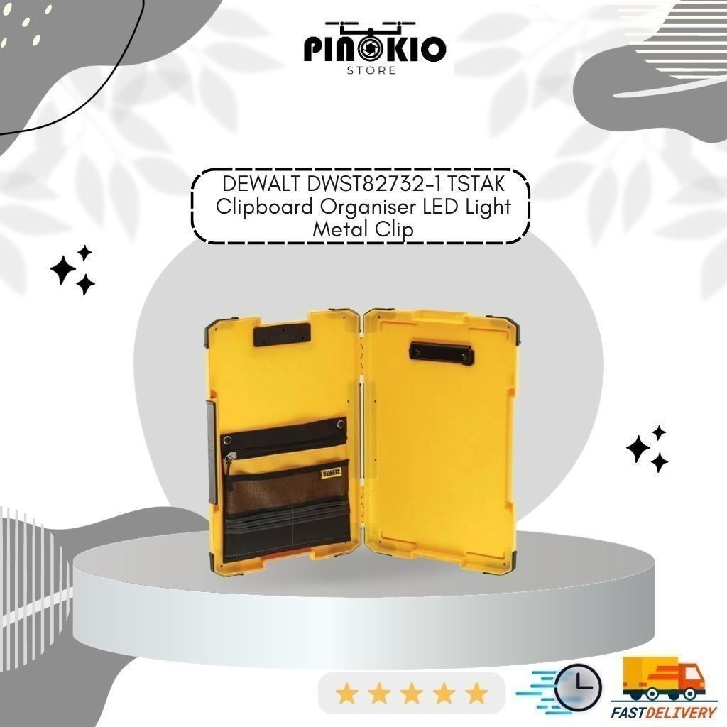 

832 DEWALT DWST82732-1 TSTAK Clipboard Organiser LED Light Metal Clip